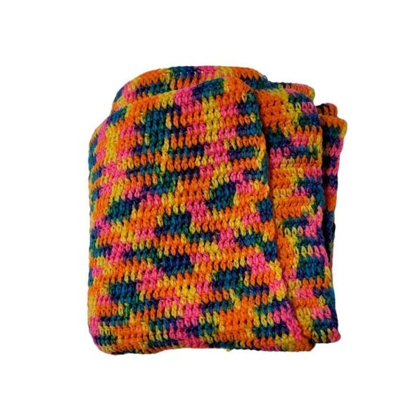 HANDCRAFTED Crochet Afghan Neon 46" X 46" Comfy Cozy Throw Blanket - Picture 2 of 4